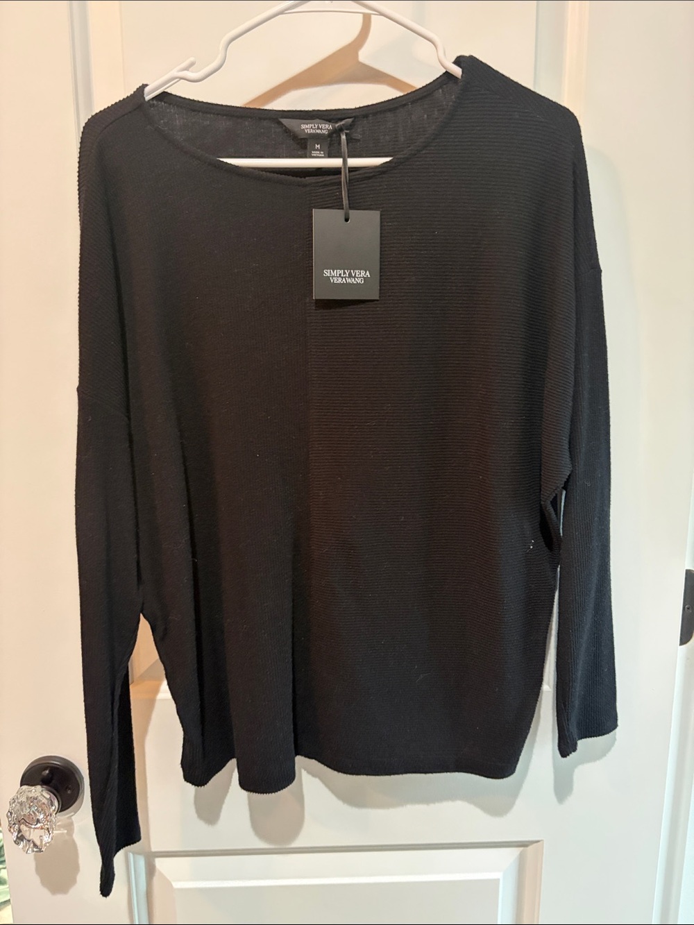 Simply Vera Vera Wang Black Ribbed Pullover Sweater